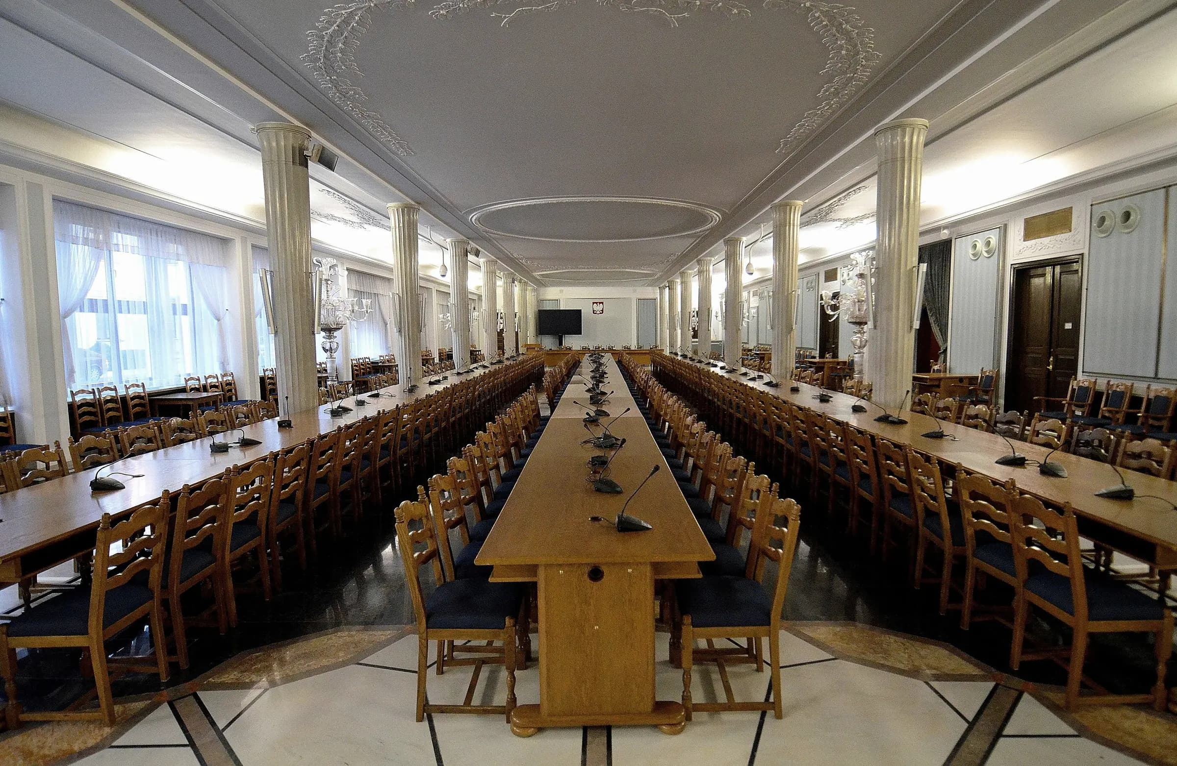 The Column Hall of the Sejm, set for a sitting
