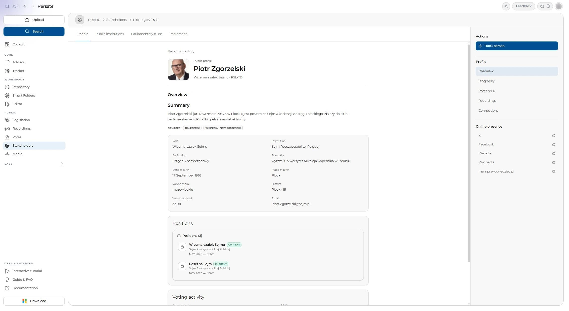 A member’s profile.
