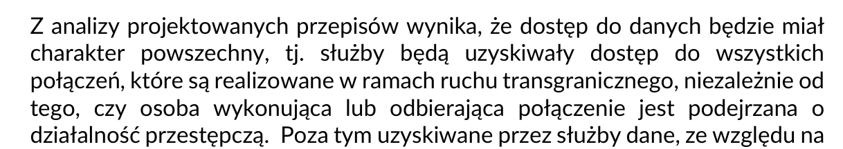 MSZ comments on UD404, page 1: „dostęp do wszystkich połączeń, które są realizowane w ramach ruchu transgranicznego”